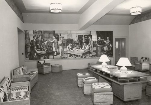 The Lobby Of Radio Hall Featuring The Historic Mural By Artist John Stella In 1941.