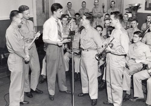 The UW ROTC Band Performing In WPR's Studios During WWII.