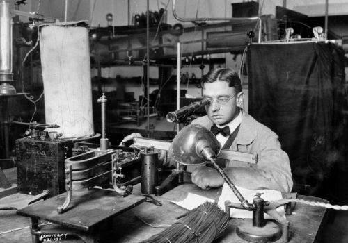 WPR Co-founder And UW-Madison Physics Professor Earle M. Terry In His Radio Lab.